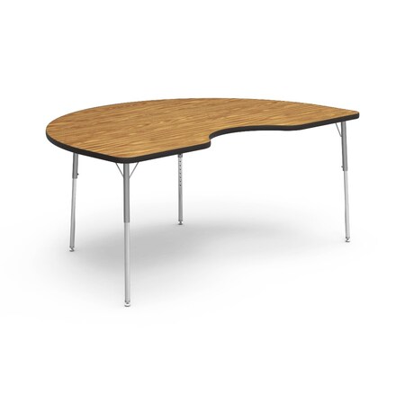 Virco 48 in. W, 72 in. L, 22-30 in. H, Medium Oak Top / Black Edge 48KID72